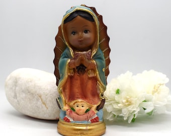 Hand-Painted Our Lady of Guadalupe Statue: Catholic Madonna Decor