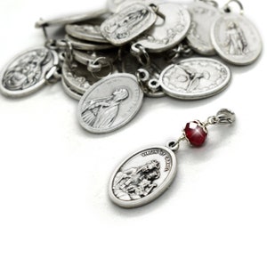 Rosary Marker with Saint Medal, Rosary Charms with Italian medals and crystals, St Francis, St Monica, St Dymphna, St Peregrine, Virgin Mary