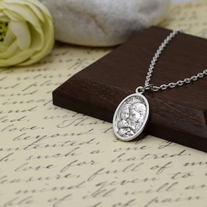Heilige Familie Medaille Ketting - Geboorte Ketting - Patroon Sint Ketting - Italiaanse medaille Ketting - Roestvrij stalen ketting - Katholieke Sieraden