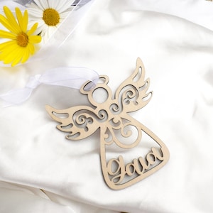 Personalized Angel Ornament: Birchwood Keepsake, Memorial Gift