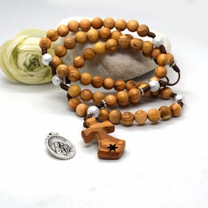 Carmelite wooden Rosary, Brigittine Crown Chaplet, Six Decade Rosary with olive wood from Holy Land