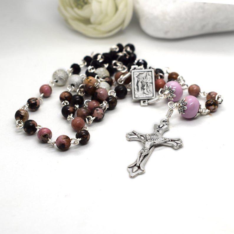 Red Crystal Lourdes Apparition Rosary Beads Catholic Rosaries From Lourdes