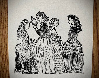 Little Women lino print
