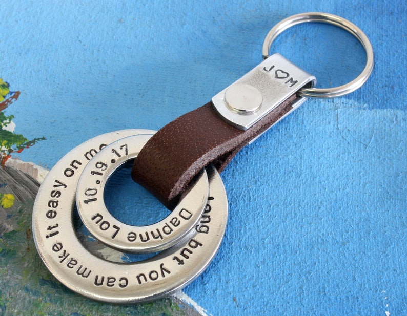 Personalized Keychain, personalized mens keychain,Personalized leather Keychain, Keychain,Personalized Gift,wedding anniversary keychain image 3