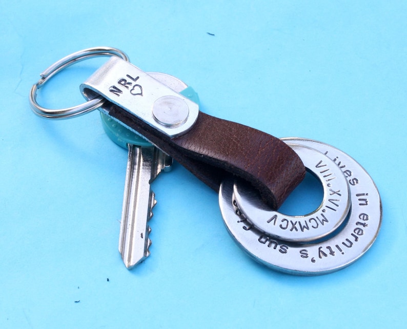 Custom Personalized Leather Keychain Personalized Mens Etsy