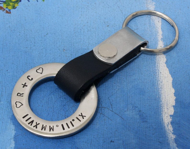 Personalized Mens Leather Keychain Customized Mens Etsy