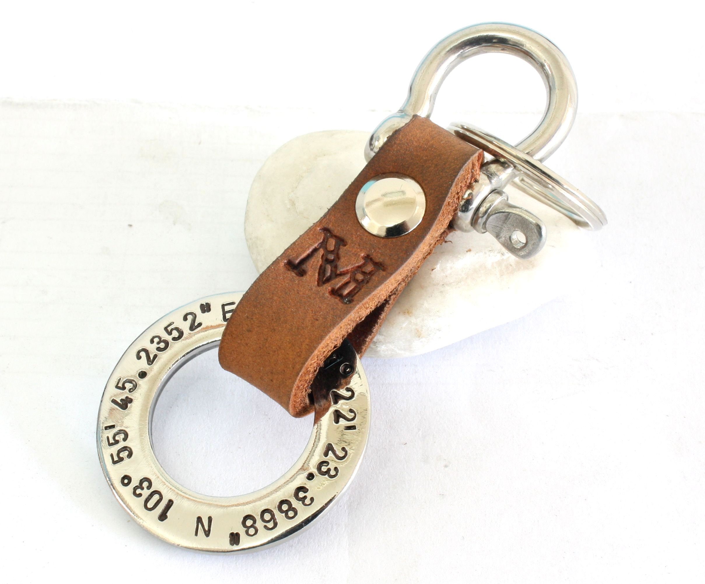 Personalized Mens Keychaincustom Leather Keychaincustom Etsy