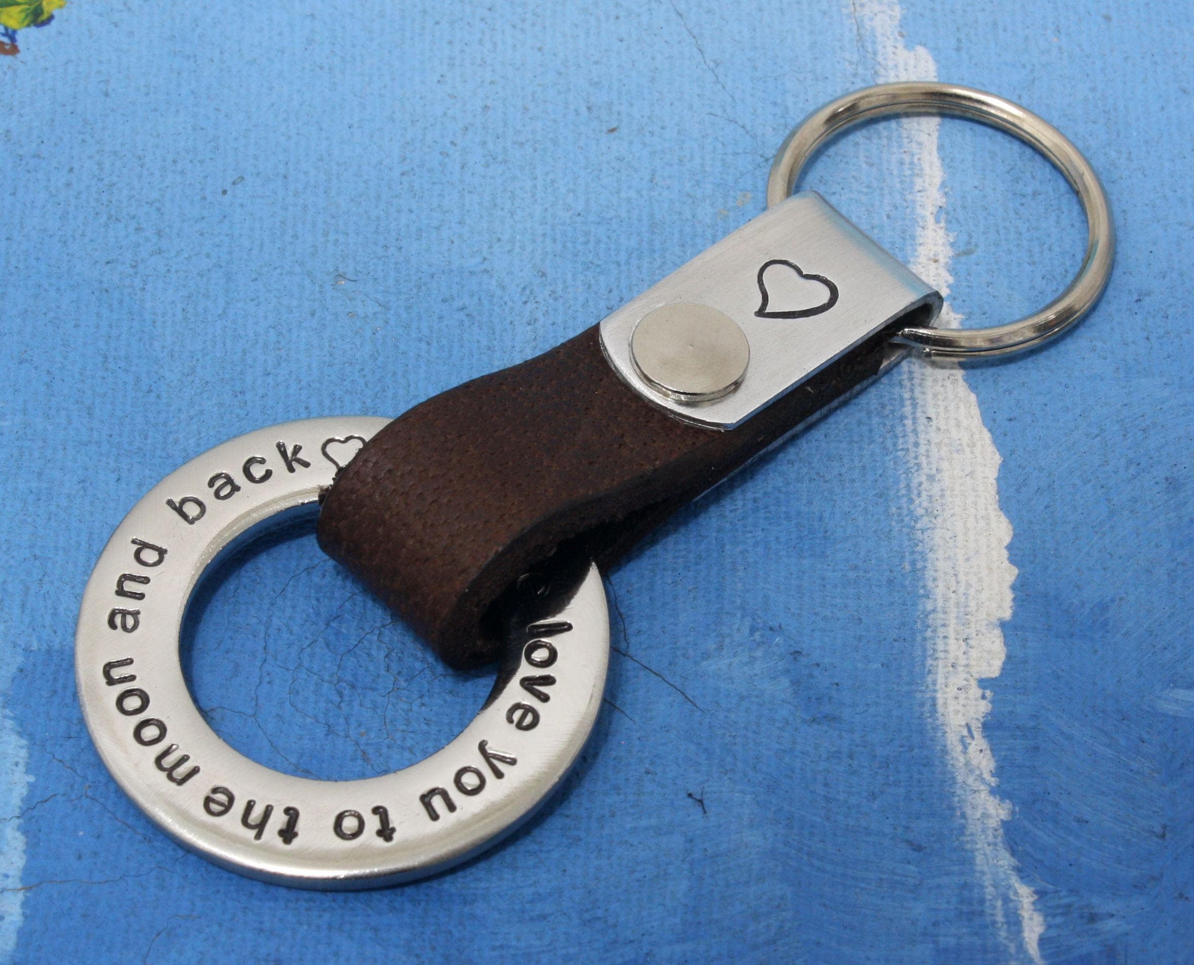 Personalized Mens Leather Keychain Customized Mens Etsy