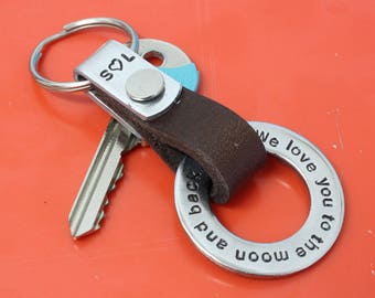 Fathers Day Gift,Personalized Dad Keychain,Grandpa Keychain,Mens Leather Keychain,Personalized Keychain ,Custom Keychain , Gift for Dad