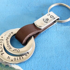 Personalized Keychain, personalized mens keychain,Personalized leather Keychain, Keychain,Personalized Gift,wedding anniversary keychain image 5