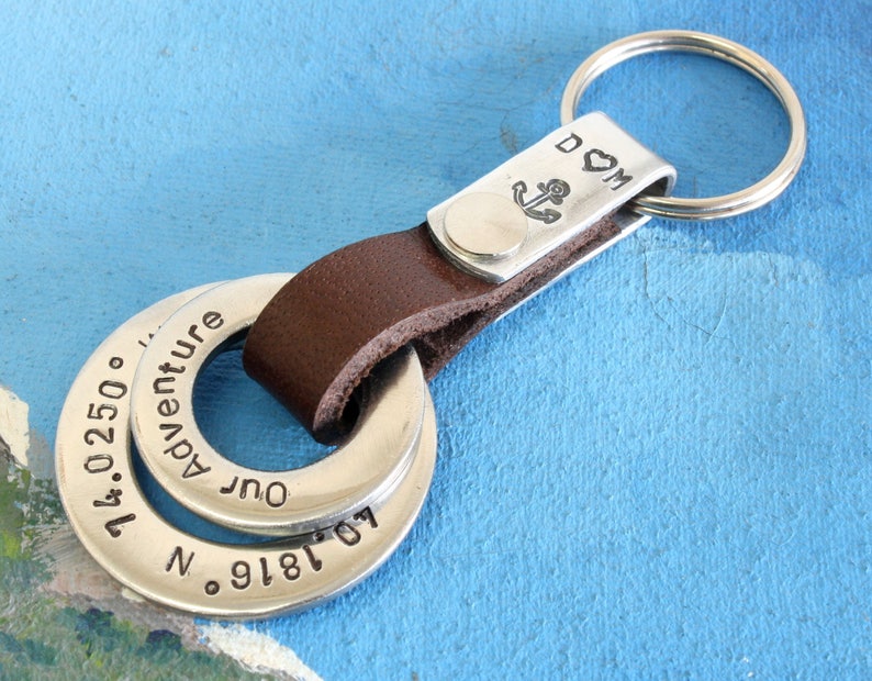Personalized Keychain, personalized mens keychain,Personalized leather Keychain, Keychain,Personalized Gift,wedding anniversary keychain image 5