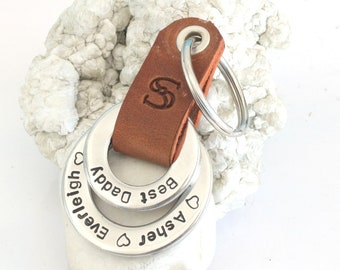 Personalized Keychain,Personalized Keychain for men,Keychain for dad ,Men's Leather Keychain,Gift Idea for Dad,Personalized With Any Text