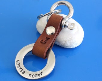 Mens Personalized Leather  Keychain,Mens Personalized Keychain,Custom mens Keychain,personalized keychain for dad,personalized mens keychain