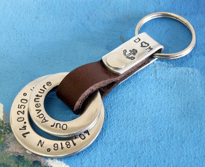Custom Personalized Leather Keychain Personalized Mens Etsy