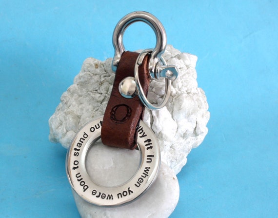 Stanley Leather Keyring Birthday Name Optional Engraving