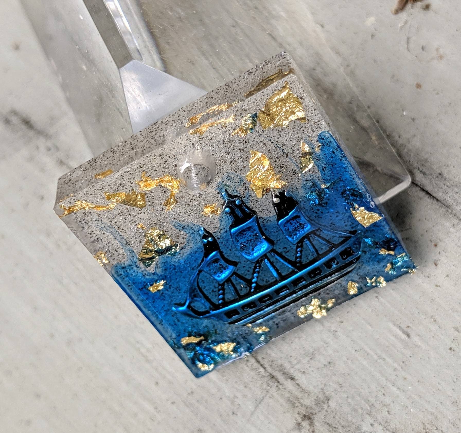 SALE Handmade Resin Art Nautical Themed Square Pendant Made Etsy