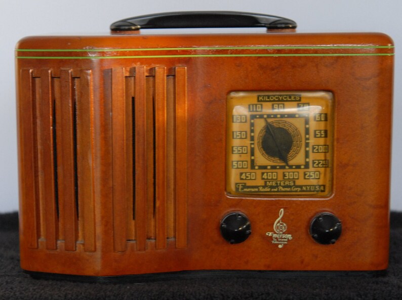 Vintage 1930s Antique Emerson Ingraham Wood Vacuum Tube Radio - Outstanding and Working bild 8