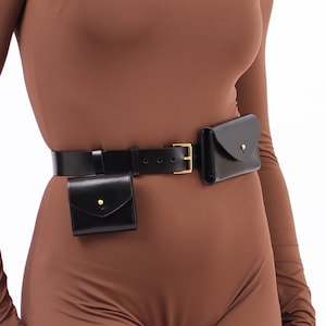 Riñonera doble, riñonera para festivales, riñonera de cuero, riñonera de cuero para mujer, riñonera fina con tarjetero para mujer