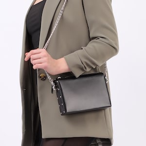 Schoudertas, kleine leren schoudertas dames, zwarte leren schoudertas, minimalistische crossbodytas