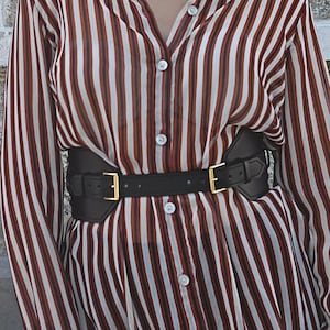 Wide Leather Belt Women, Wide Black Leather Belt, Wide Belts for Women, Plus Size Belt, Double Buckle Belt