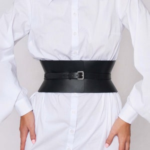 Leather Corset Belt Wide Black Belt Wide Leather Belt Underbust Black Corset Belt Leather Waist Cincher Plus Size Corset Belt Waspie Corset