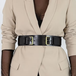 Leather Double Buckle Belt,wide Leather Waist Belt,wide