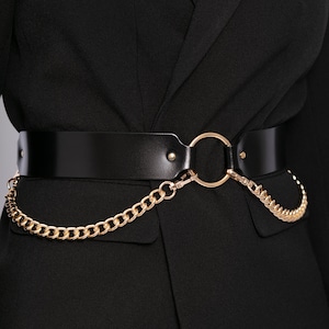 Gold Kettengürtel Frauen, Taillenkette Gürtel, Kette Ledergürtel, Doppelkettengürtel, Ledergürtel Frauen