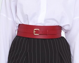 COACH Vintage Wide Dark Red Glove Tanned Leather Belt Round  display picture 1
