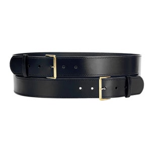Double Buckle Leather Belt, Wide Leather Belt Women, Wide Black Leather Belt, Wide Belts for Women, Plus Size Belt
