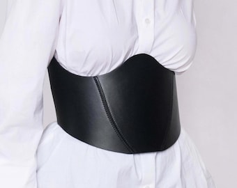 Black Leather Corset Belt