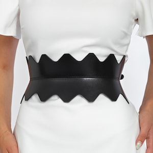Hourglass Corset Belt, Black Leather Corset Belt, Wide Leather Belt, Wide Curved Belt, Plus Size Belt