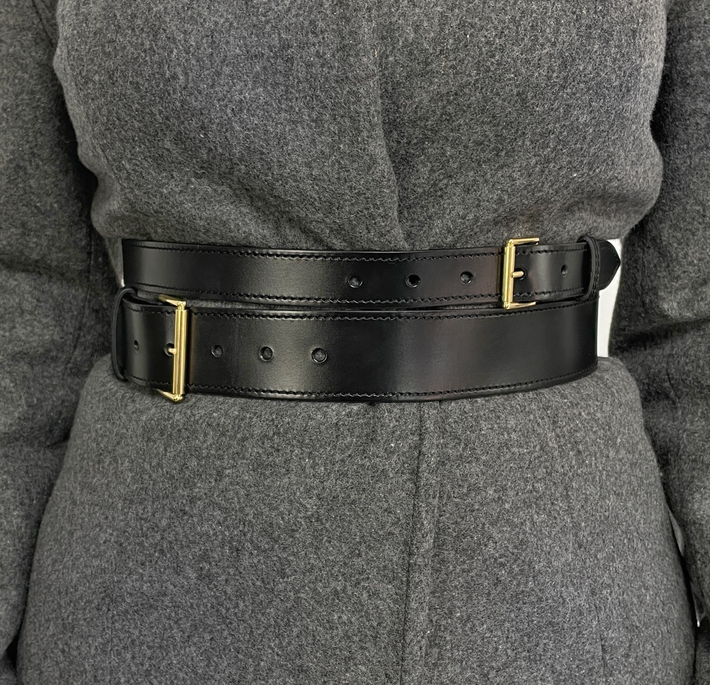 Double Buckle Belt Wide Leather Belt Women Underbust Corset - Etsy