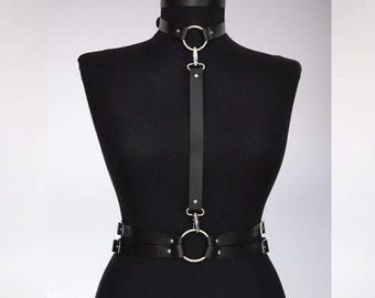 Black Leather Body Fashion Harness, Plus Size Harness for Women