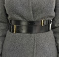 Double Buckle Corset Belt: Black Leather product logo