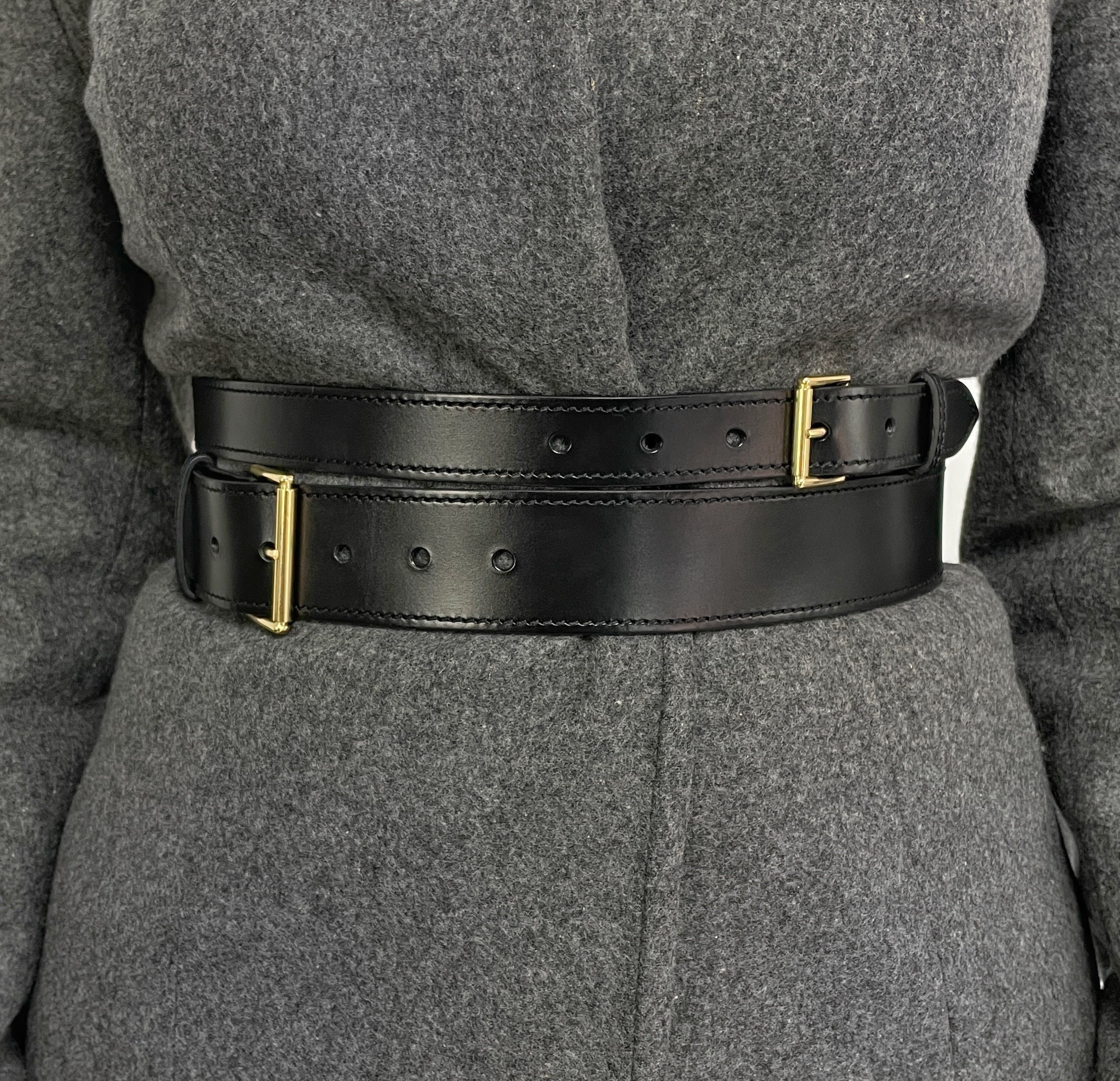 Plus Size Trendy Double Square Buckled Wide Stretch Waist Cinch Belt