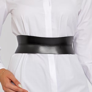 Hourglass Corset Belt, Black Leather Corset Belt, Wide Leather Belt, Wide Curved Belt, Plus Size Belt