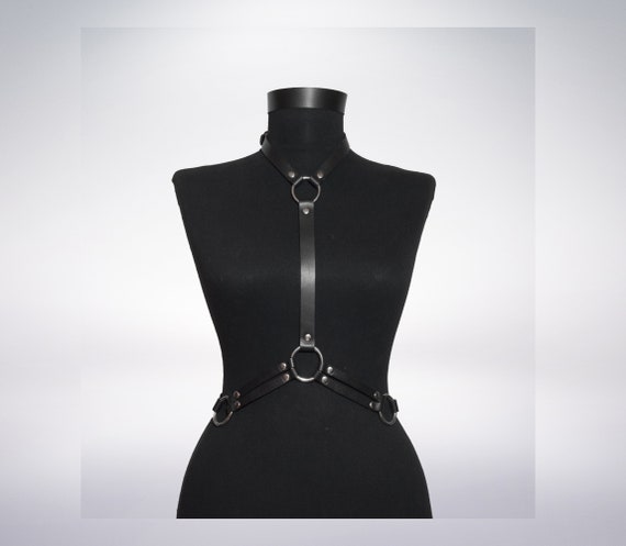 Black Leather Body Fashion Harness Plus Size Harness for 