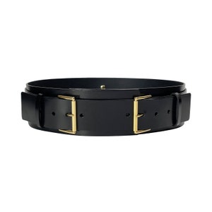 Double Buckle Leather Belt, Wide Black Leather Belt, Double Belt, Wide Leather Belt Women, Plus Size Belt