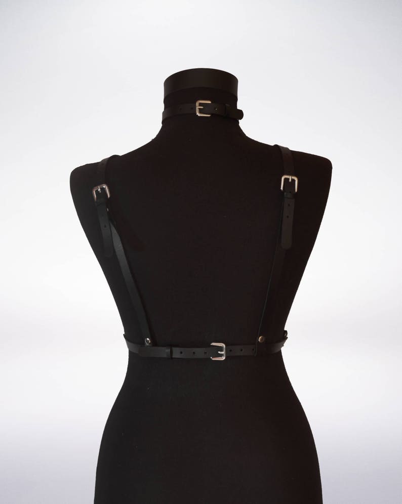 Black Leather Body Fashion Harness, Plus Size Harness for Women, Chest Harness image 4