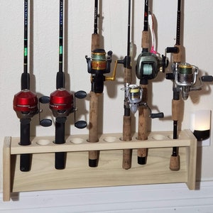 Fishing Rod Rack, Wall Mount Ten Pole Holder, Father's Day Gift for Dad ...