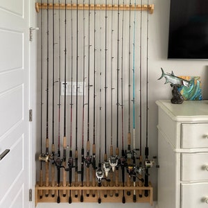 Fishing Rod Rack, Solid Maple, Any Size Wall Mount Pole Holder, Gift for Fisherman, Husband, Dad, Grandpa, Son
