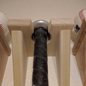 Baseball Bat Display Rack for One Bat, Unfinished Solid Poplar Wood Wall Display Shelf Hook for Showcasing Baseball Equipment or Memorabilia