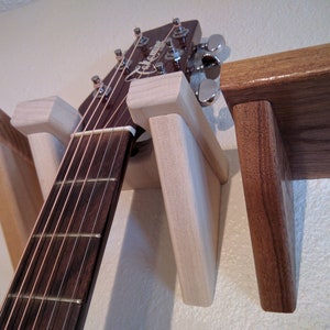 Unfinished Wood Guitar Hanger, Wall Mount Instrument Hook, Acoustic or Electric Guitar Display, Holder, Protector, Gift for Him, Musician image 1