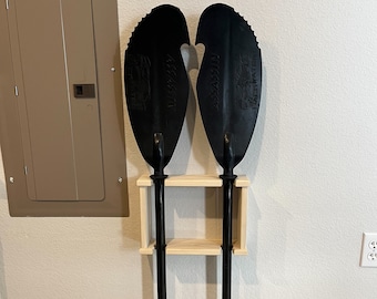 Kayak Paddle Storage Shelf, Oar Hanger, Wall Mount Display Solution for Kayaking Gear and Tackle, Fishing Gift for Kayaker, Canoe Enthusiast