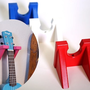 Painted Ukulele Wall Mount, Mandolin Hanger, Any Color Uke Hook, Musical Wall Decor, Kids Bedroom Storage Solution for String Instruments