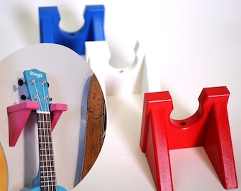 Painted Ukulele Wall Mount, Mandolin Hanger, Any Color Uke Hook, Musical Wall Decor, Kids Bedroom Storage Solution for String Instruments