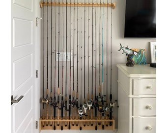 Fishing Rod Rack, Solid Maple, Any Size Wall Mount Pole Holder, Gift for Fisherman, Husband, Dad, Grandpa, Son