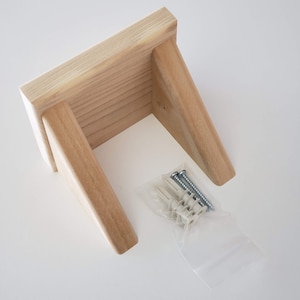 Small Wooden Shelf for Bluetooth Speaker, Wallet, Keys, 4.75 Inch Unfinished Poplar Wood Display Stand for Phone, Tiny Succulent Planter