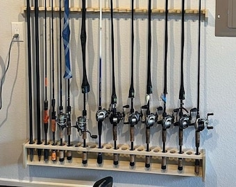 Fishing Rod Rack, Custom Size Unfinished Solid Wood Pole Holder