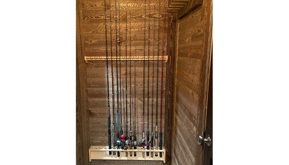 Maple Fishing Rod Rack, Wall Mount Pool Cue Holder, Father's Day